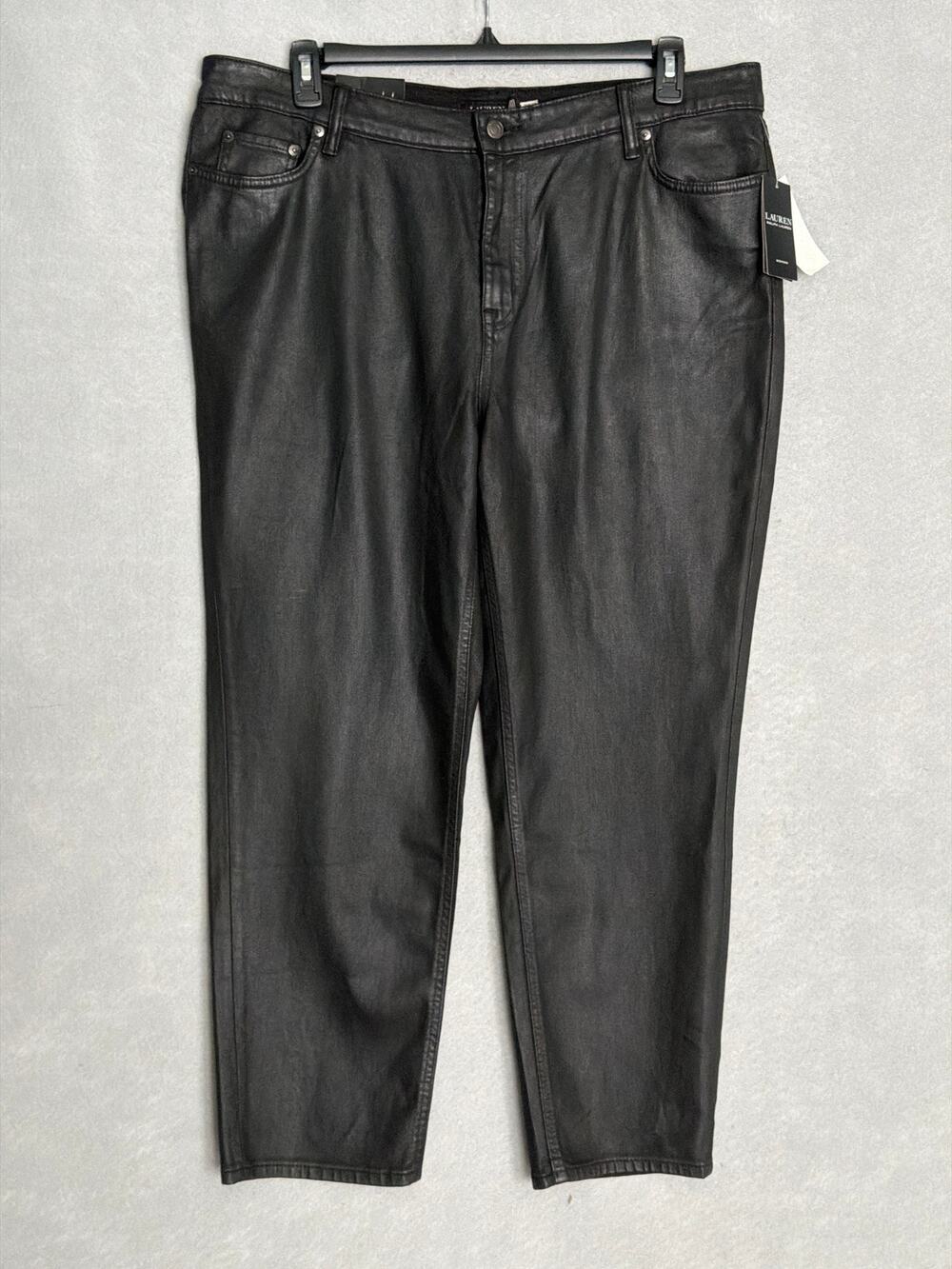 Lauren Ralph Lauren High-Rise Jeans Straight Ankle Black Women's 16W NEW